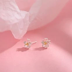 Juwas NEW ARRIVAL Japanese Sakura Silver Earrings