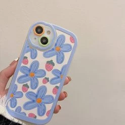 Juwas NEW ARRIVAL Blue Flower Strawberries IPhone Case
