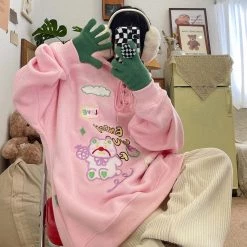 Juwas Cartoon Doodle Lazy Hooded Sweater