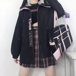 Juwas Black Pink Oversize Jacket Coat