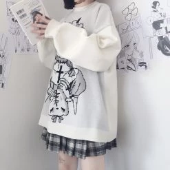 Juwas NEW ARRIVAL Harajuku Anime Print Oversize Sweatshirt