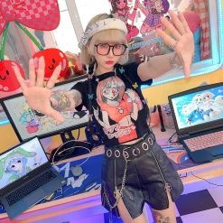 Juwas NEW ARRIVAL Gothic Punk PU Leather Skirt