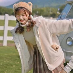 Juwas Bunny Hooded Berber Fleece Jacket