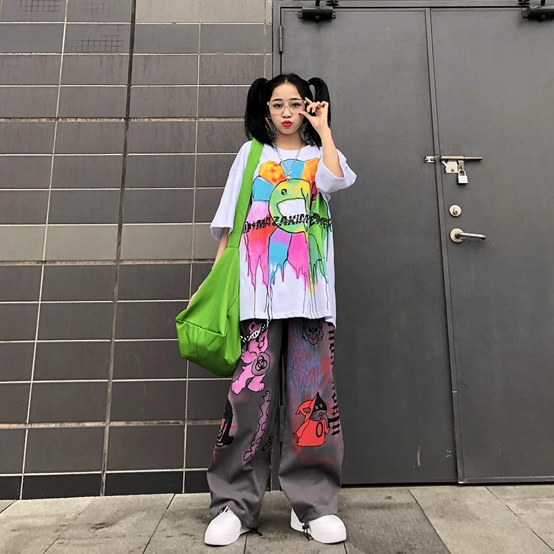 Juwas Street Style Spray Graffiti Loose Pants NEW ARRIVAL 10 Juwas Street Style Spray Graffiti Loose Pants NEW ARRIVAL