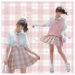 Juwas NEW ARRIVAL Kawaii School Uniform Pink Plaid Mini Skirt 10 Juwas NEW ARRIVAL Kawaii School Uniform Pink Plaid Mini Skirt
