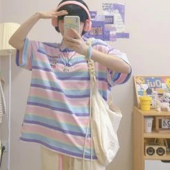 Juwas NEW ARRIVAL Candy Color Cotton Loose T-shirt