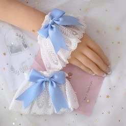 Juwas NEW ARRIVAL Cute Lolita Ribbon Bow Lace Wristband