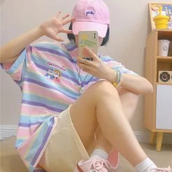 Juwas NEW ARRIVAL Candy Color Cotton Loose T-shirt