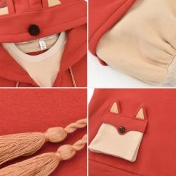 -Juwas Red Foxy Fake Two-Piece Hoodie