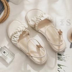 Juwas Pearl Fashion Low Heeled Sandals NEW ARRIVAL