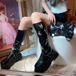 Juwas Gothic Metal Studs Chunky High Boots NEW ARRIVAL