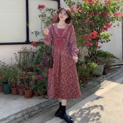 Juwas NEW ARRIVAL Flower Bow V-Neck Midi Dress