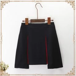 Juwas CLOTHING Gothic Japanese Double Pleated Mini Skirt