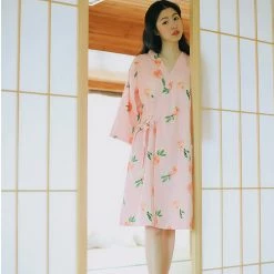 Juwas Pink Peach Japanese Midi Robe NEW ARRIVAL