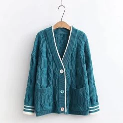 Juwas Korean Cream Knitted Cardigan Sweater CLOTHING