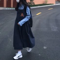 Juwas NEW ARRIVAL Kawaii Sleeveless Navy Bear Dress