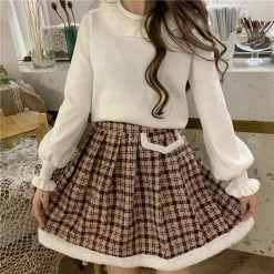Juwas Plaid Winter Mini Skirt CLOTHING