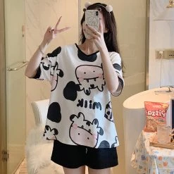 Juwas Milk Cow Print Cotton Pajamas Set CLOTHING 11 Juwas Milk Cow Print Cotton Pajamas Set CLOTHING