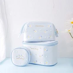 Juwas Daisy Powder Blue Makeup Pouch Bag