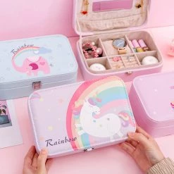 Juwas Kawaii Rainbow Unicorn And Elephant Jewelry Box