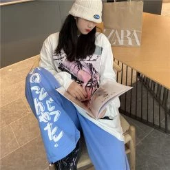 Juwas Japanese Characters Loose Oversized Sweatpants NEW ARRIVAL