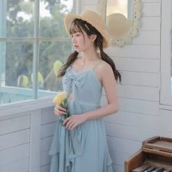 Juwas NEW ARRIVAL Pastel Blue Summer Ruffle Top Dress