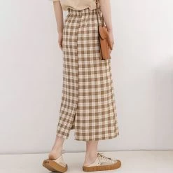 Juwas NEW ARRIVAL Plaid A-line Elastic Waist Skirt 10 Juwas NEW ARRIVAL Plaid A-line Elastic Waist Skirt