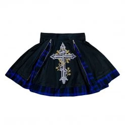 Juwas Harajuku Cross Embroidery Skirt