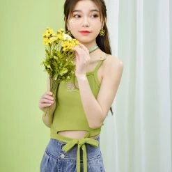 Juwas Kawaii Flower Sleeveless Crop Tank Top