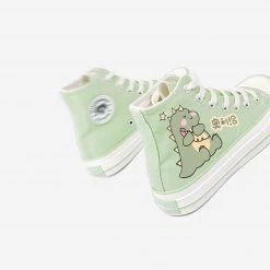 Juwas Cute Cartoon Green Little Dinosaur Canvas Sneaker 13 Juwas Cute Cartoon Green Little Dinosaur Canvas Sneaker