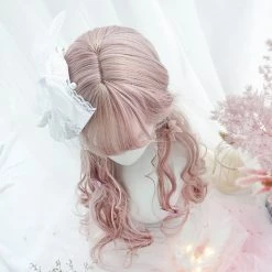 Juwas Kawaii Long Curly Pinkish Wig