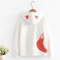 Juwas NEW ARRIVAL Fox Print Loong Sleeve Velvet Hoodie