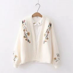 Juwas Flower Embroidery Cardigan Sweater CLOTHING