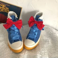 Juwas Princess Blue Red Bow High Ankle Sneaker Shoes