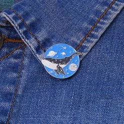 Juwas Cool Big Blue Whale Mini Brooch Pin