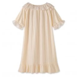 Juwas Lovely Bowknot Ruffled Collar Cotton Pajamas Dress