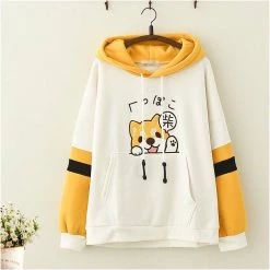 Juwas.com Online Store Japanese Shiba Inu Embroidery Warm Hoodie NEW ARRIVAL