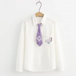 Juwas Cartoon Embroidery Coat Tie Shirt Denim Pants