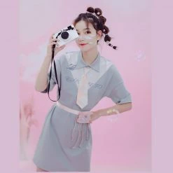 Juwas Kawaii Explorer Two-Toned Collar Midi Dress