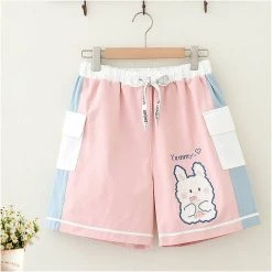 Juwas NEW ARRIVAL Cartoon Rabbit Print Bowknot T-shirt Shorts Set