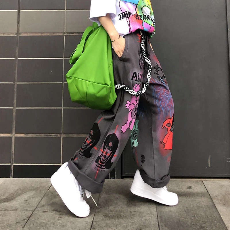 Juwas Street Style Spray Graffiti Loose Pants NEW ARRIVAL 6 Juwas Street Style Spray Graffiti Loose Pants NEW ARRIVAL
