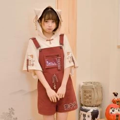 Juwas Japanese Lucky Cat Khaki Hooded Top 16 Juwas Japanese Lucky Cat Khaki Hooded Top