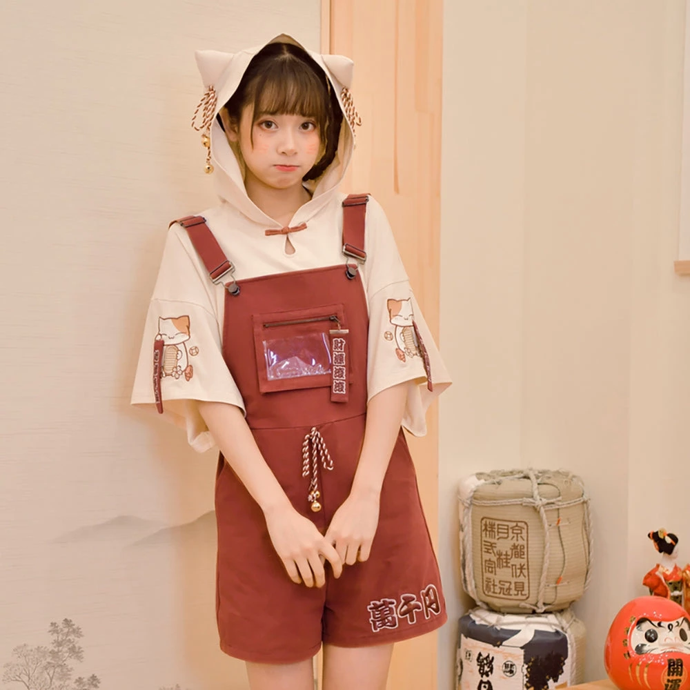 Juwas Japanese Lucky Cat Khaki Hooded Top 8 Juwas Japanese Lucky Cat Khaki Hooded Top