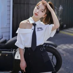 Juwas Cool Hiller Shoulder Cut Skirt Dress Shirt NEW ARRIVAL