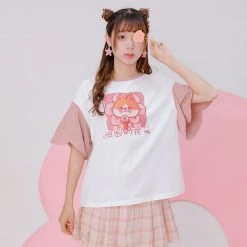 Juwas NEW ARRIVAL Grumpy Flower Cat Two-Tone Shirt