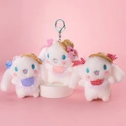 Juwas Adorable White Bunny Summer Hat Keychain