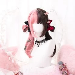 Juwas Harajuku Pink Brown Straight Wig