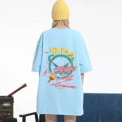 Juwas Graffiti Print Streetwear Long T-shirt