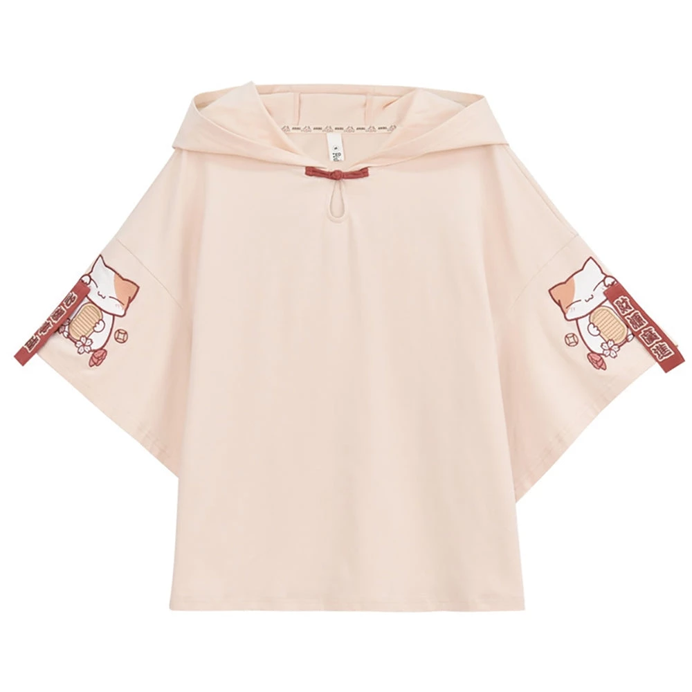Juwas Japanese Lucky Cat Khaki Hooded Top 9 Juwas Japanese Lucky Cat Khaki Hooded Top