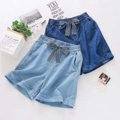 Juwas Cute Ribbon Skater Denim Shorts